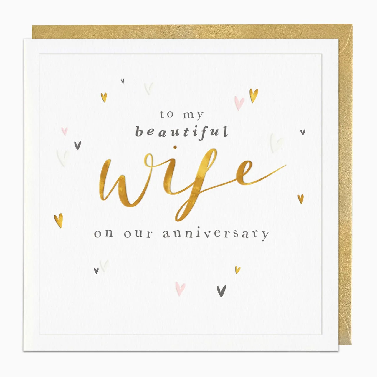 Simple Hearts Wife Anniversary Card