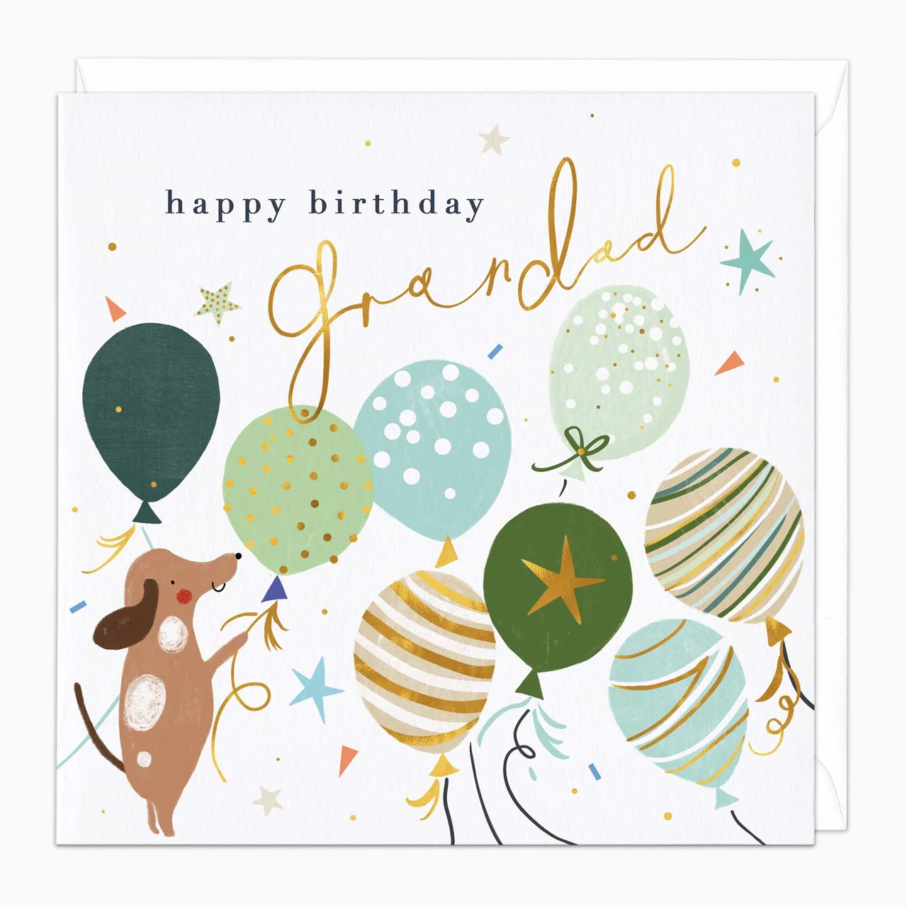 Puppy with Balloons Grandad Birthday Card