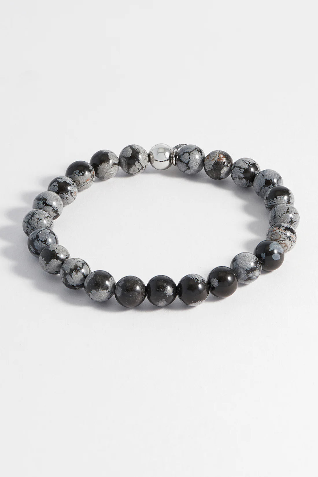 Snowflake Obsidian Beaded Bracelet