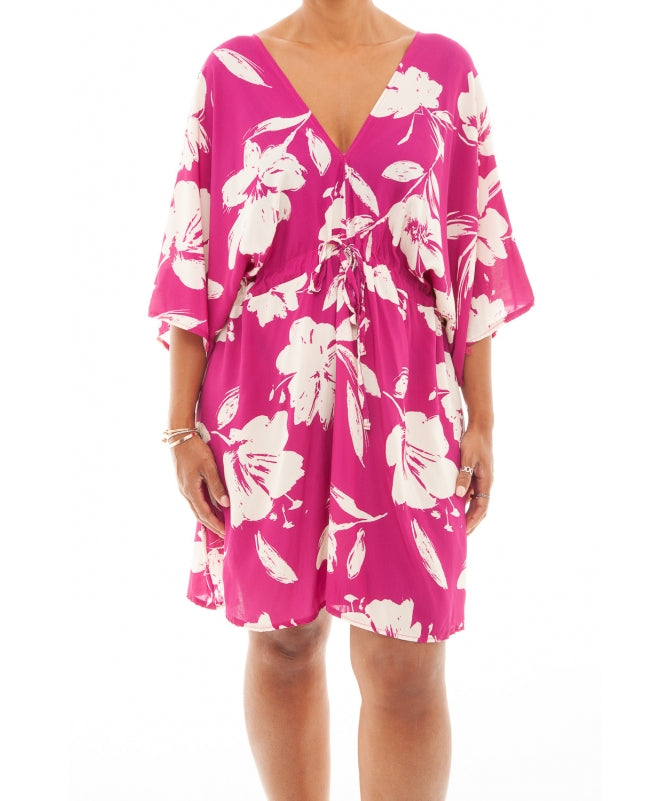 Floral Print Short Drawstring Dress