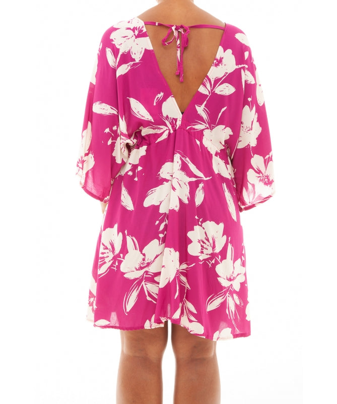 Floral Print Short Drawstring Dress