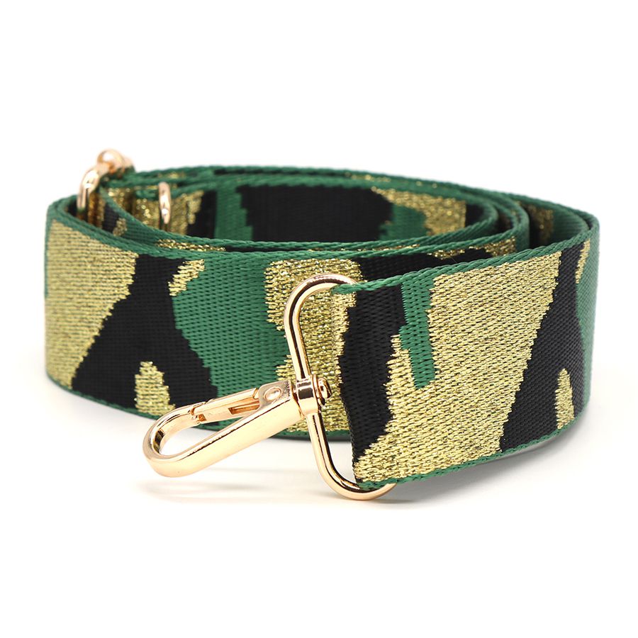 GREEN LUREX CAMO BAG STRAP