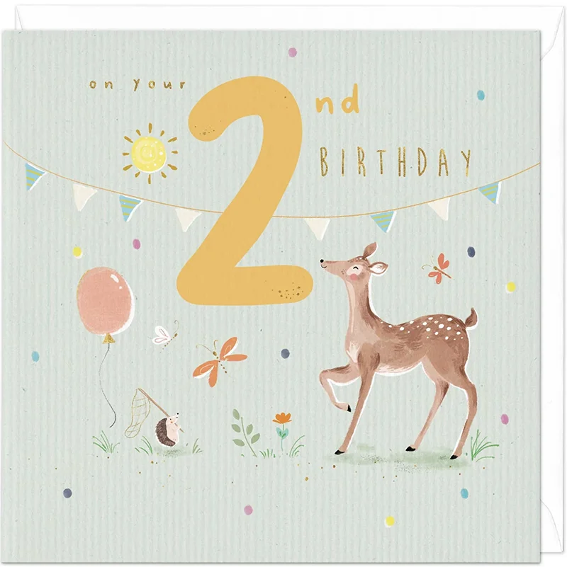 Age 2 Deer Birthday Card