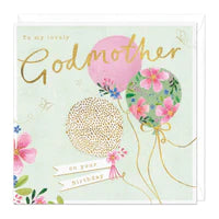 Flowers & Balloons Godmother Birthday Card