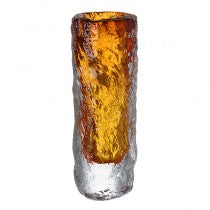TALL AMBER GLASS VASE