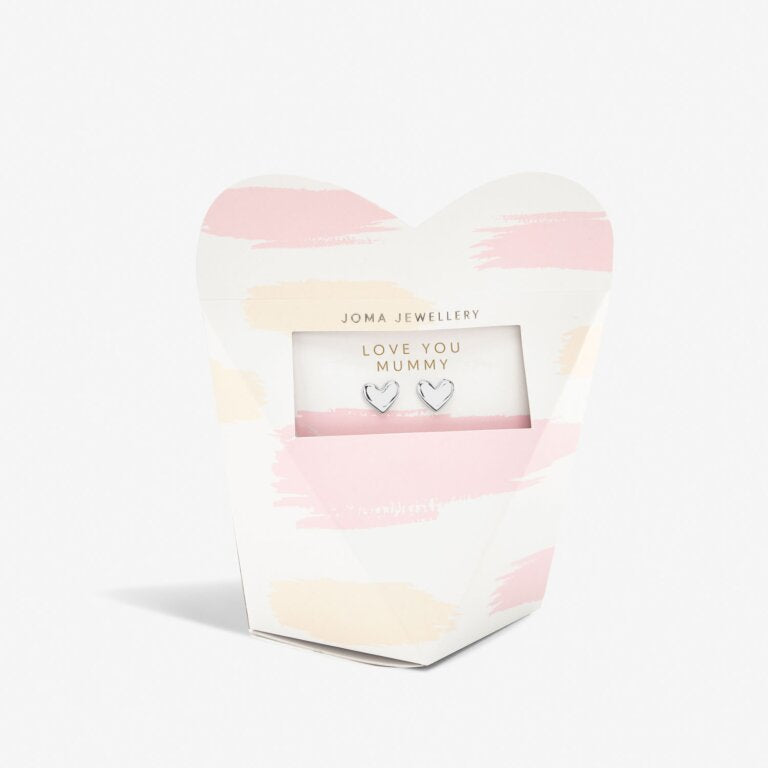 Mother's Day From The Heart Gift Box 'Love You Mummy' Earrings in Silver Plating