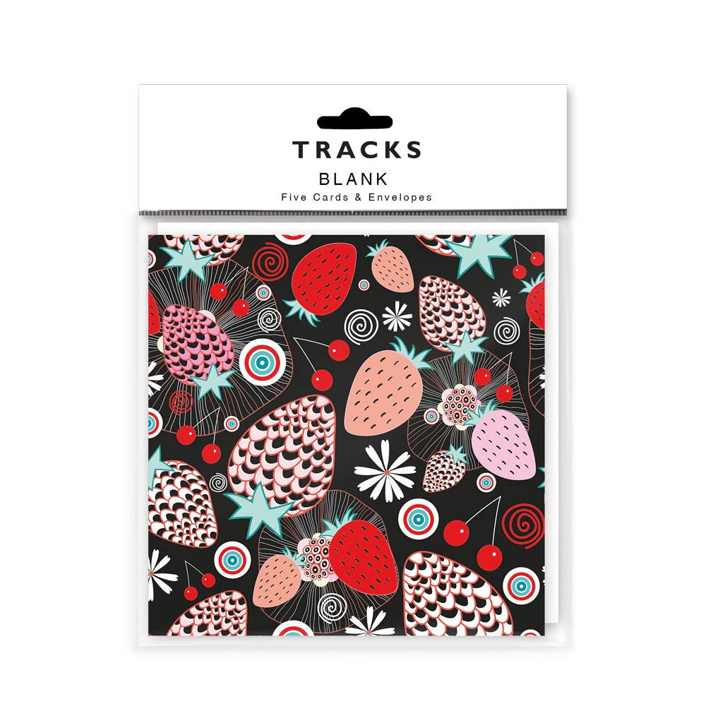 Strawberries - Flit/Foil - 5 Card Pack of Notelets
