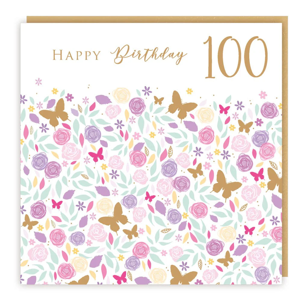 Age 100th Flowers+Butterflies