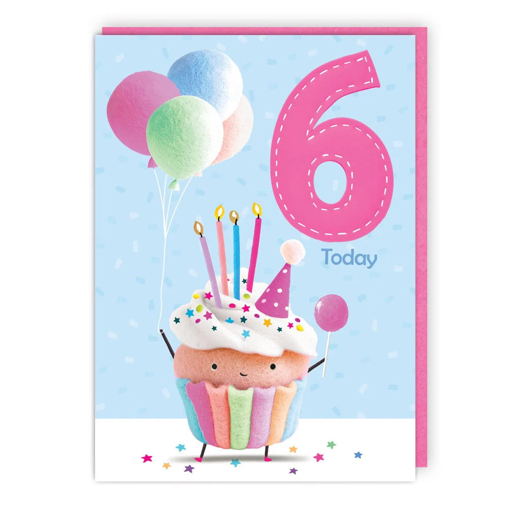 Age 6 Today Cupcake Stitched