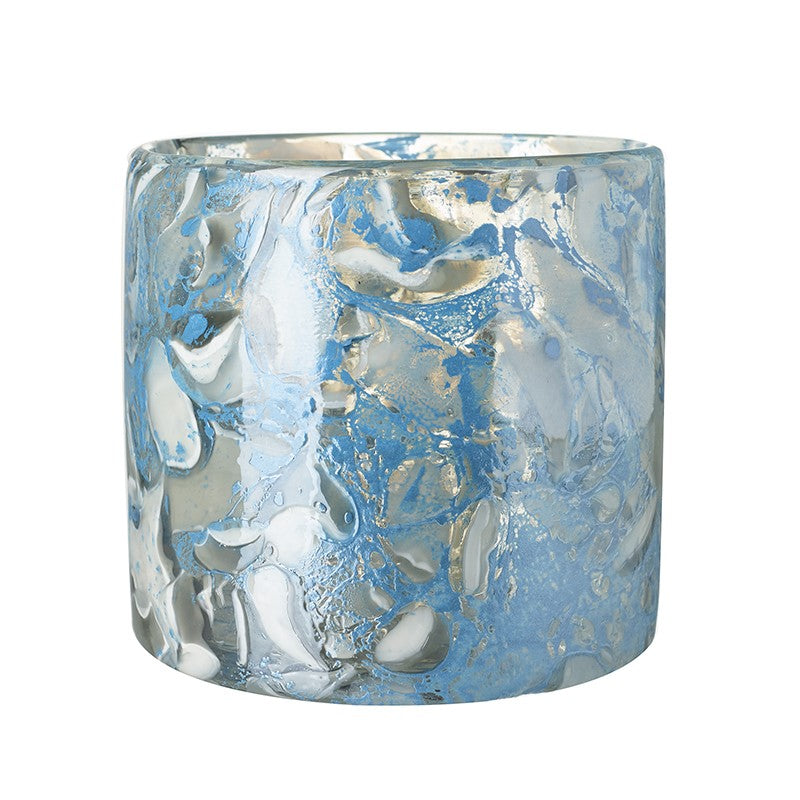 Blue and silver Glass Jar