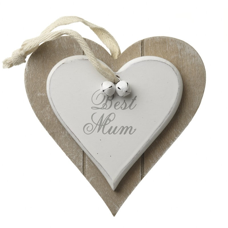 HANGING WOODEN HEART BEST MUM
