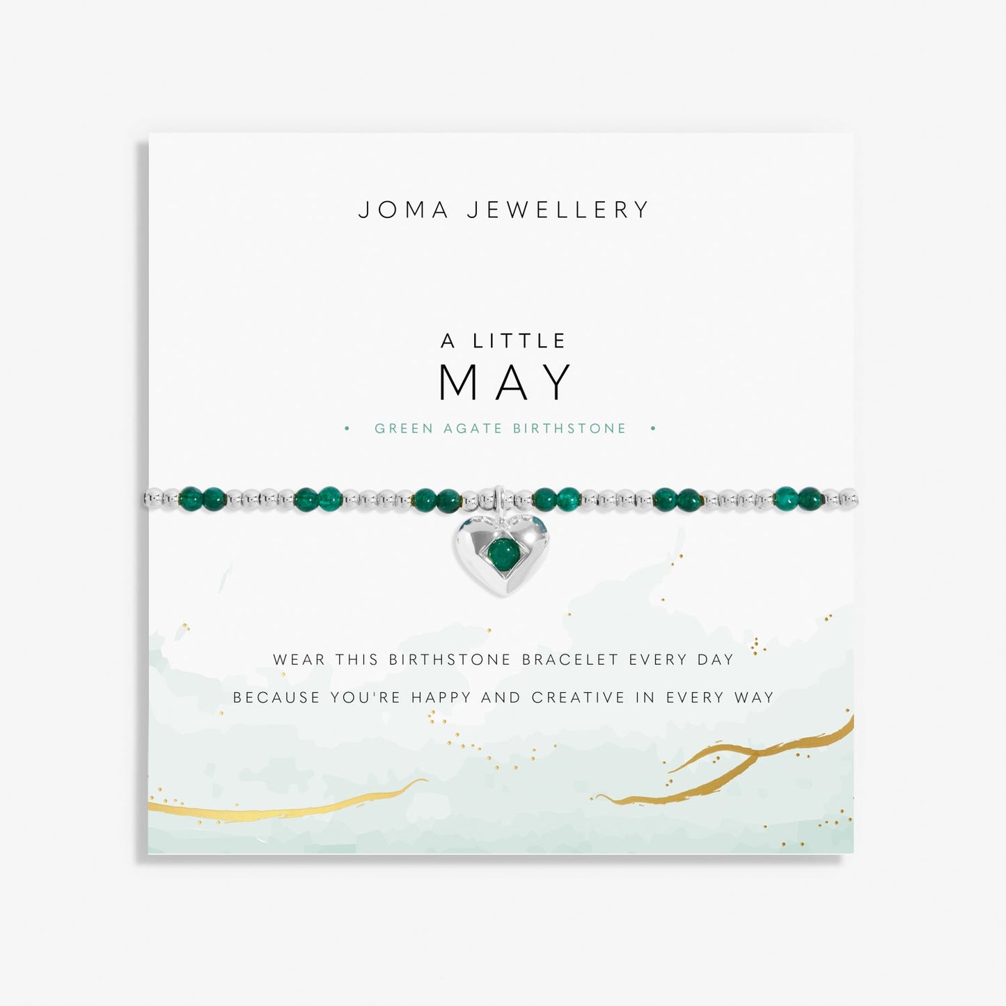 BIRTHSTONE A LITTLE | MAY GREEN AGATE | Silver Plated | Bracelet | 17.5cm stretch