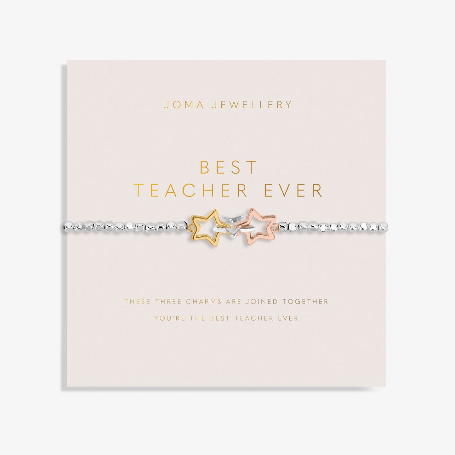 FOREVER YOURS | BEST TEACHER EVER | Silver, Gold Plated & Rose Gold Plated | Bracelet | 17.5cm stret