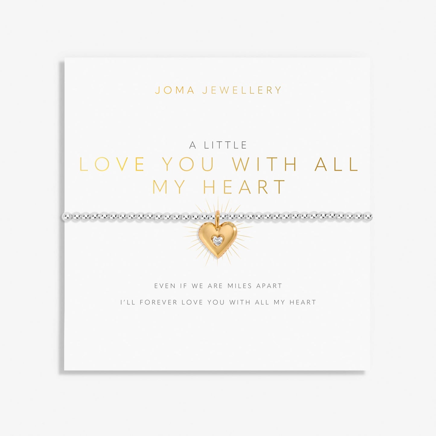 A LITTLE | LOVE YOU WITH ALL MY HEART | Silver & Gold Plated | Bracelet | 17.5cm stretch