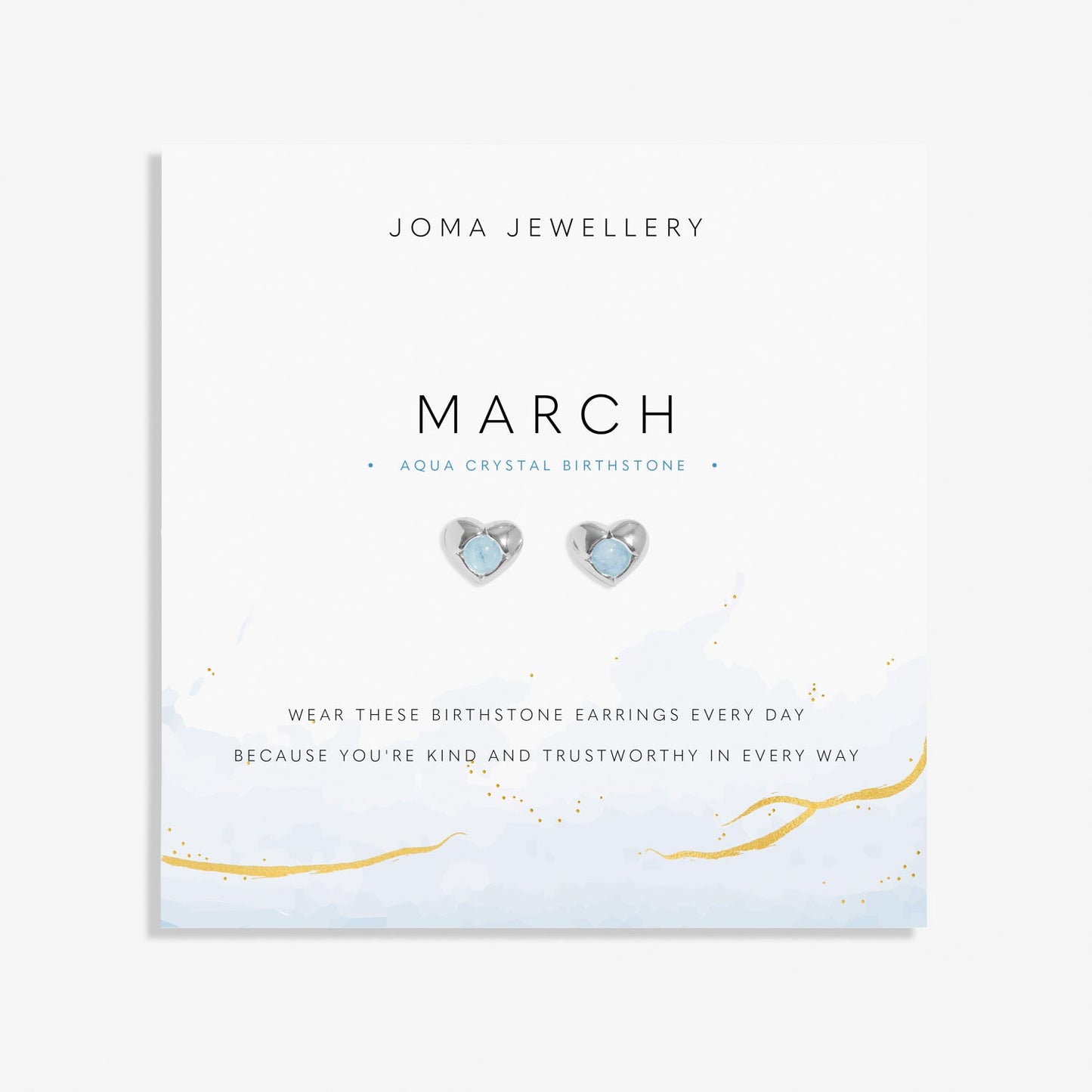 BIRTHSTONE EARRINGS | MARCH AQUA CRYSTAL | Silver Plated | Earrings