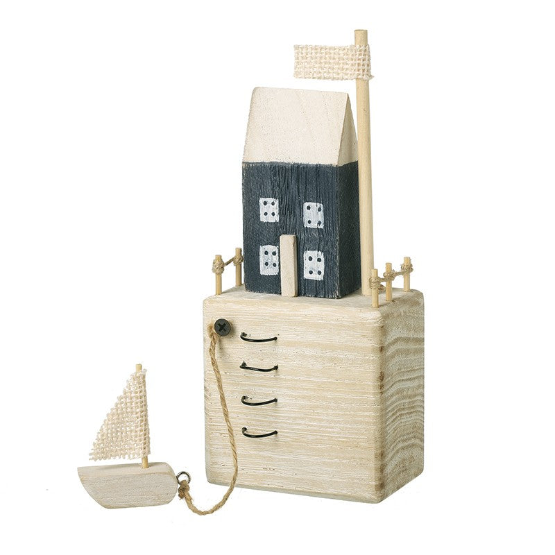 NAUTICAL HOUSE WITH HANGING BOAT