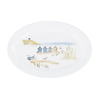 Beach huts bone china platter
