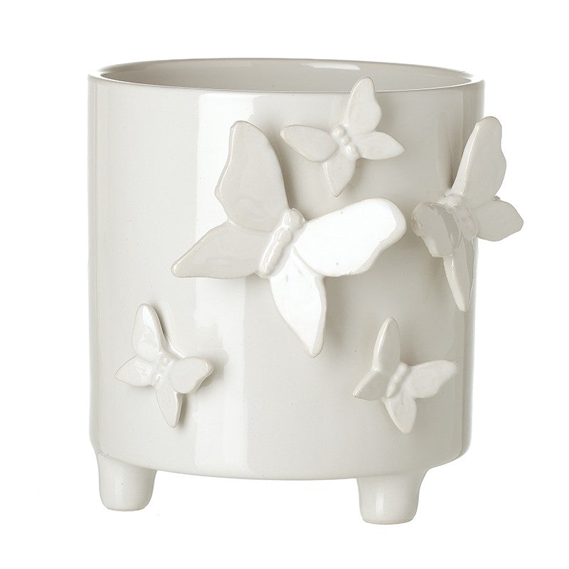 White butterfly pot