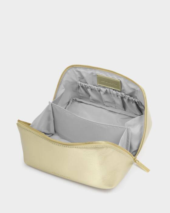 MEDIUM FOLD OUT WASH BAG GOLD PATENT CRACKLE