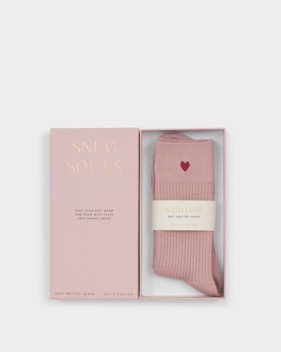 GIFT BOXED SOCKS HEART BLUSH PINK