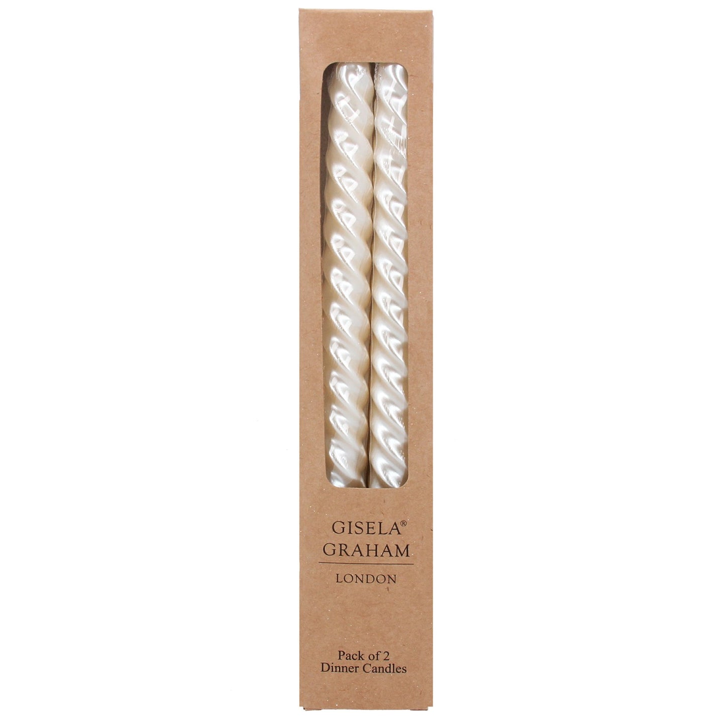 Metallic Cream Twist Taper Candle, Box/2