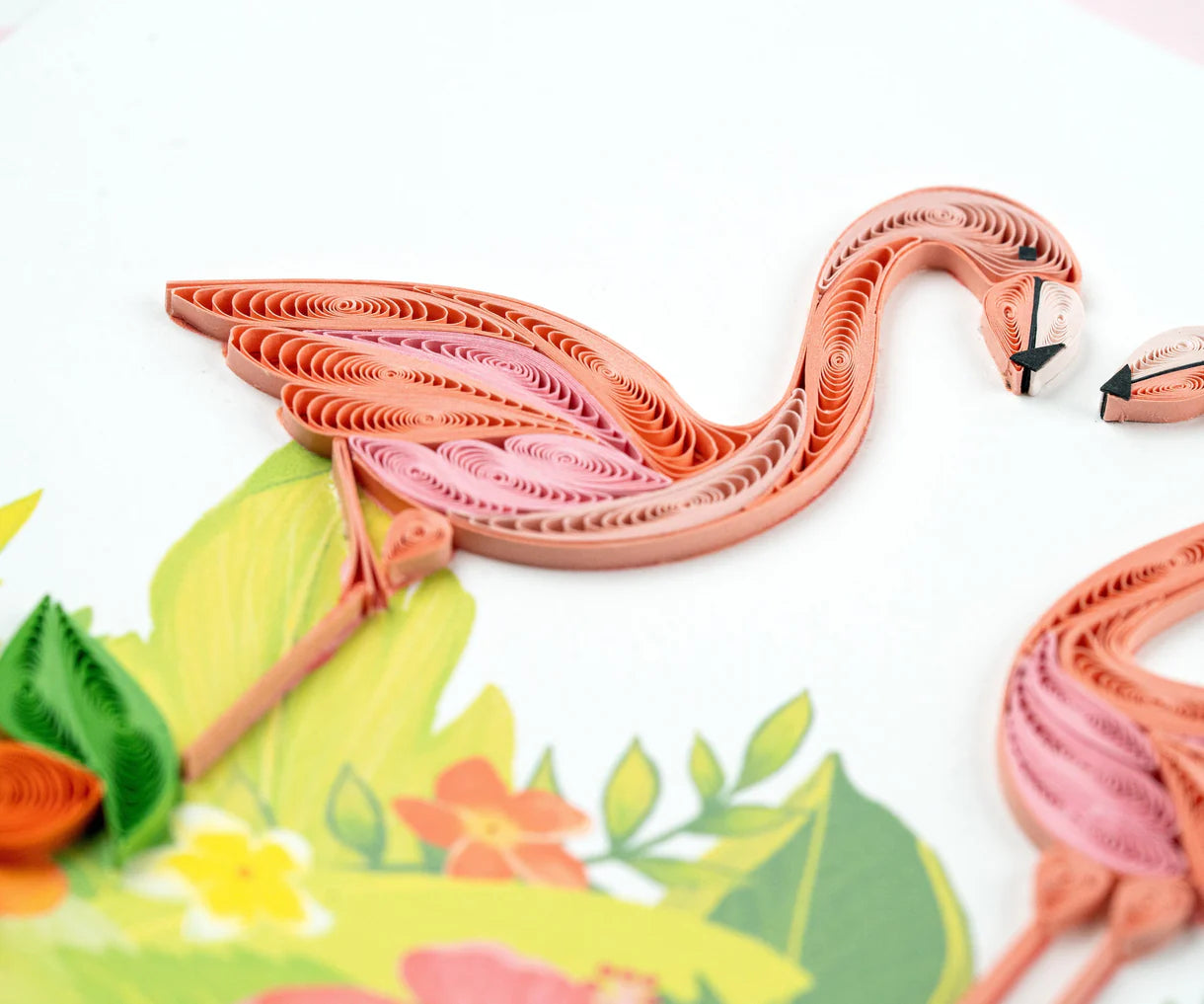 Quilling Cards Tropical Flamingoes