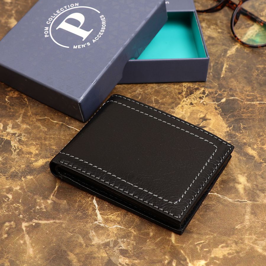 Black Bi Fold Leather Wallet