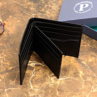 Black Bi Fold Leather Wallet