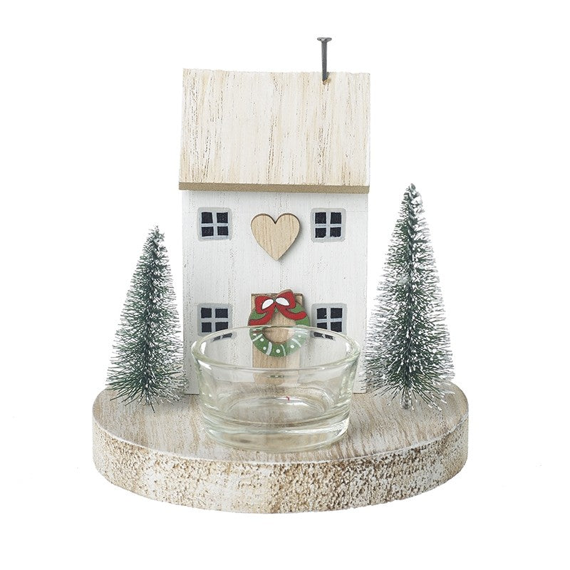 WOODEN HOUSE LED T LIGHT HOLDER