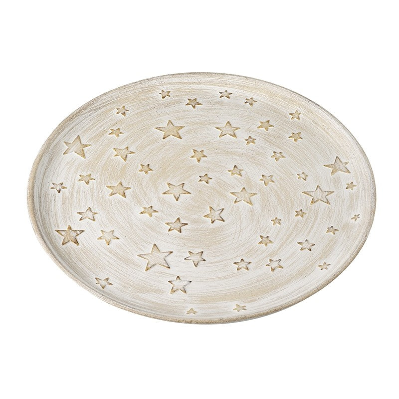 CREAM WOODEN STAR PLATE