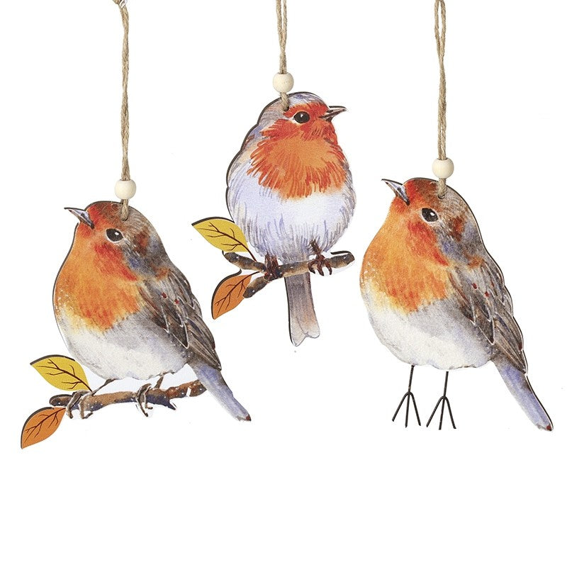 Wooden hanging Robin