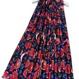 Colourful Bird & Floral Print Wool Frayed Scarf Purple