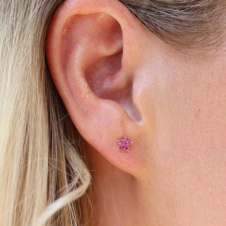 STERLING SILVER TINY CRYSTAL STAR STUD EARRING