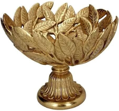 Resin Bowl 20cm - Antique Silver Leaf Pedestal Bowl