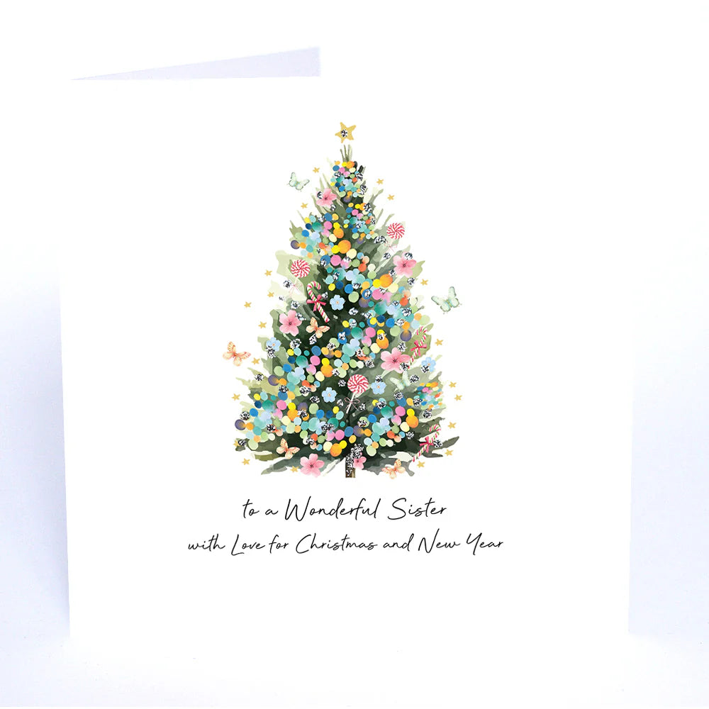 To a Wonderful Sister - Christ,mas hand glittered