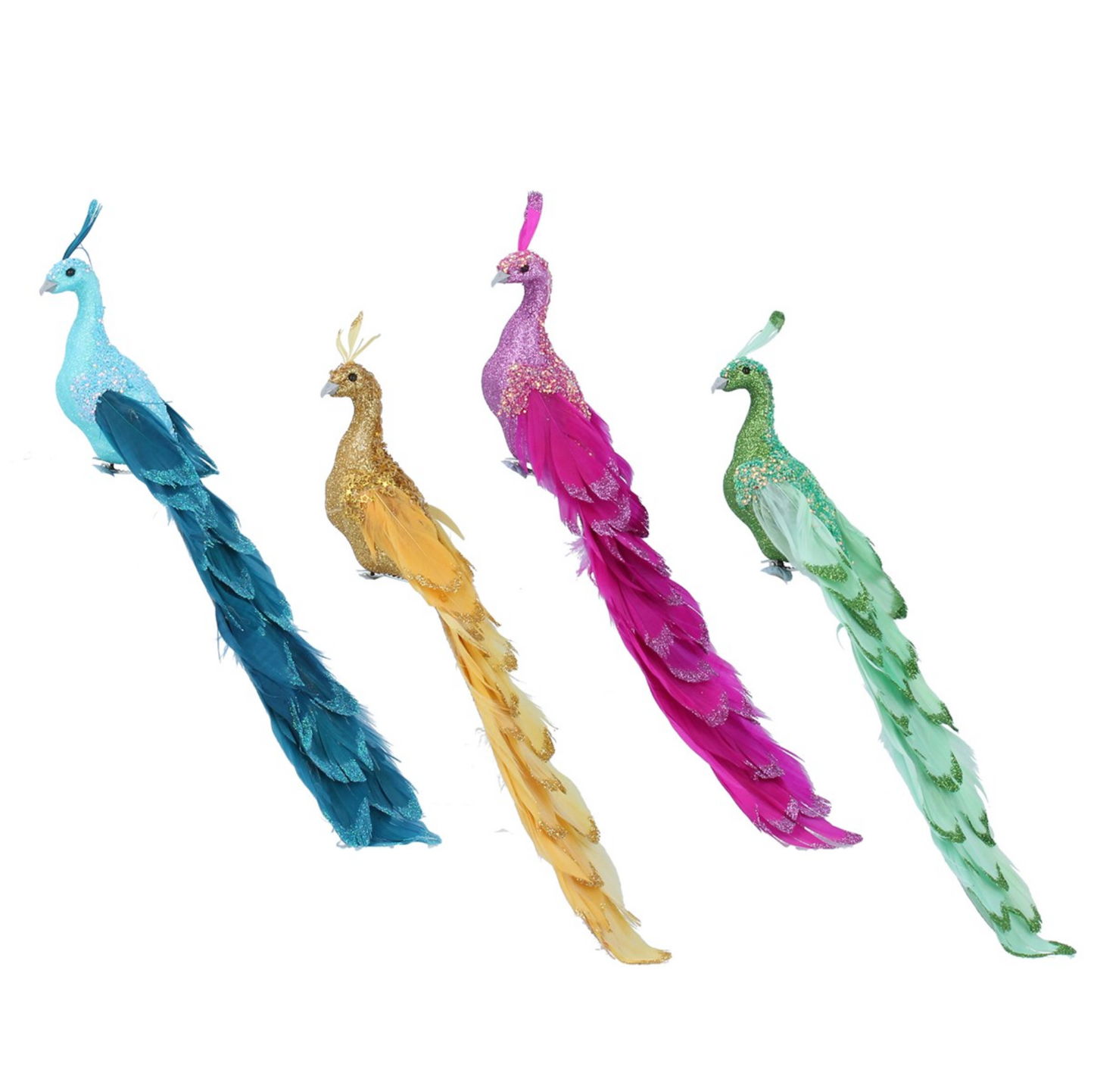 Glitter/Feather Peacock Clip Large