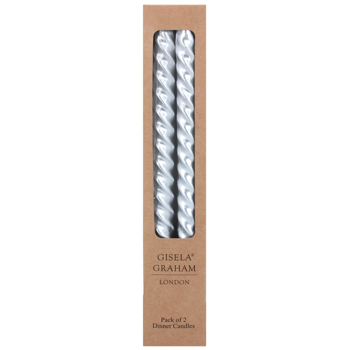 Metallic Silver Twist Taper Candle, Box/2