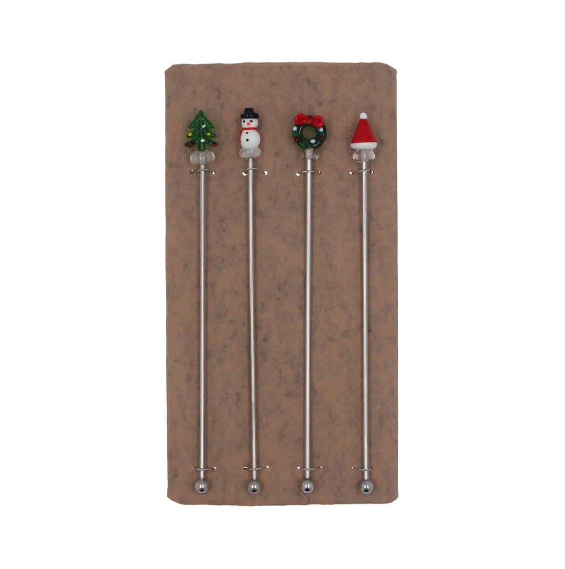 Pack/4 Metal Drinks Stirrers - Christmas