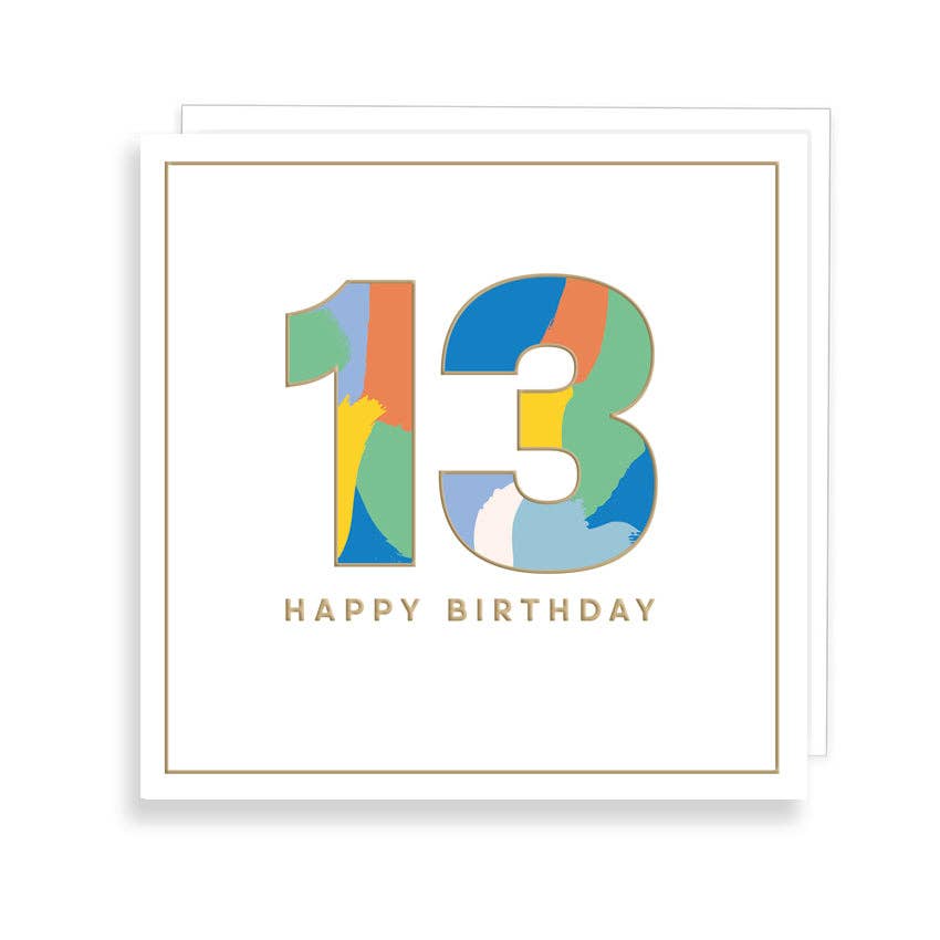 Age 13 Happy Birthday - Abstract - Gold