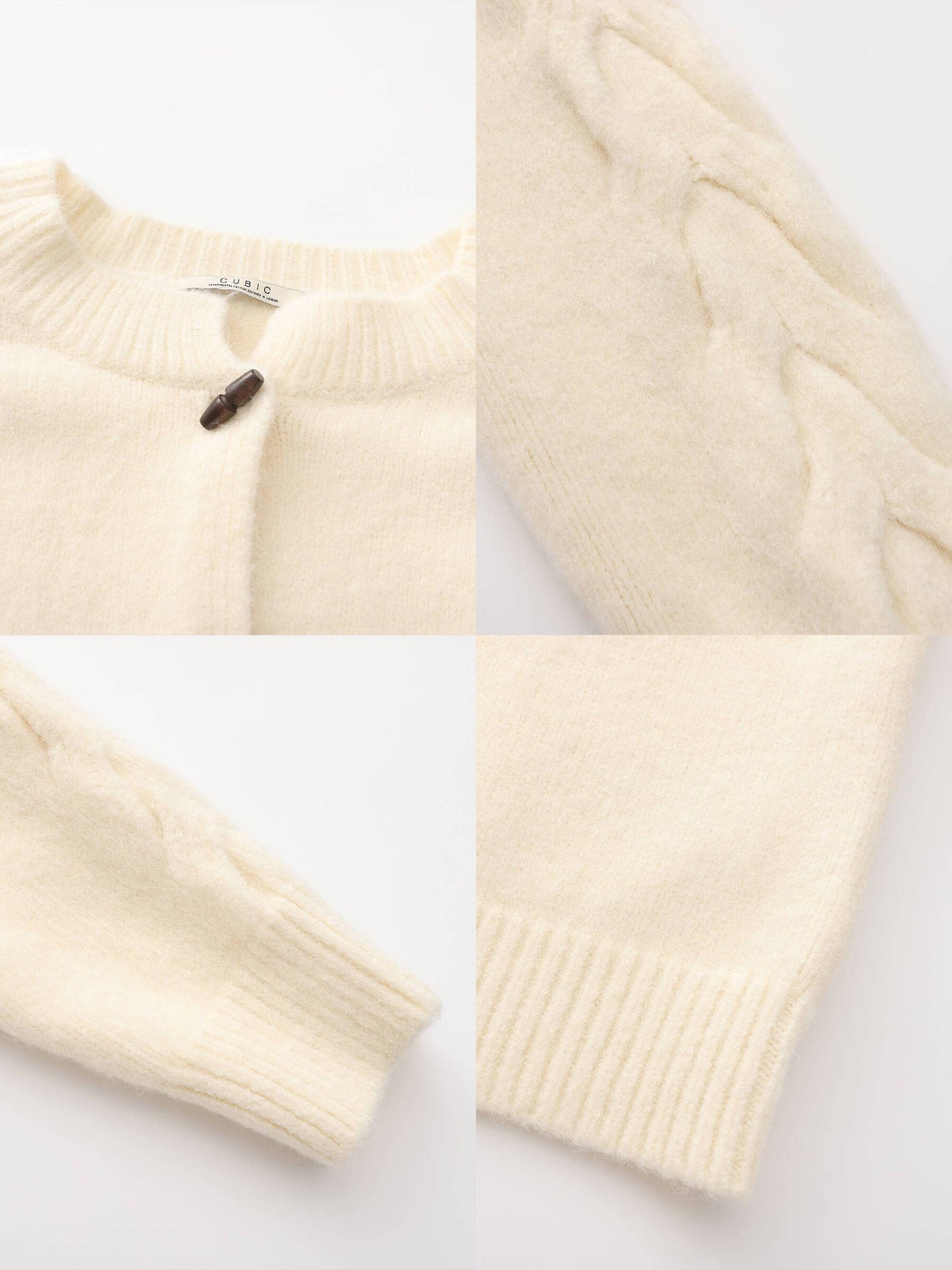 Crew Neck Short Knit Cardigan : DarkRed / UN