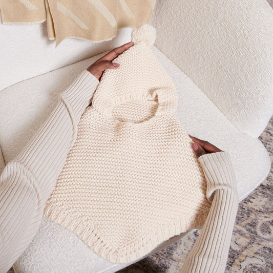 BABY KNITTED PONCHO EGGSHELL