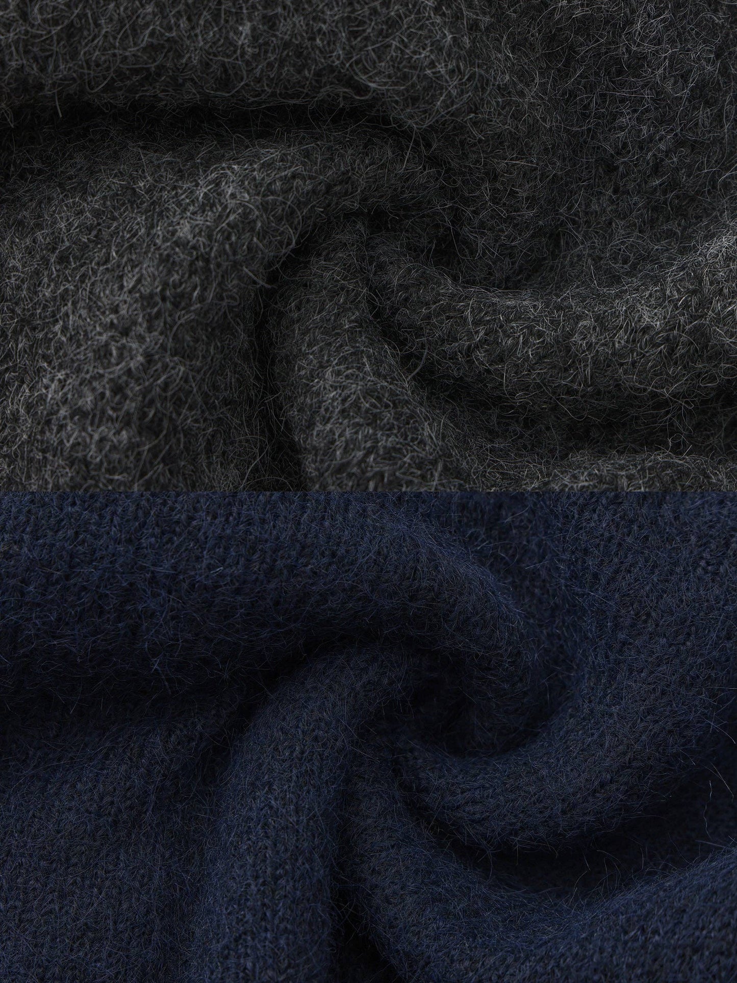 Wool-Blend Contrast Ribbed Cuff Cardigan: Navy / UN