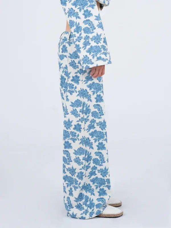Brook Flower Printed Denim Jeans: M