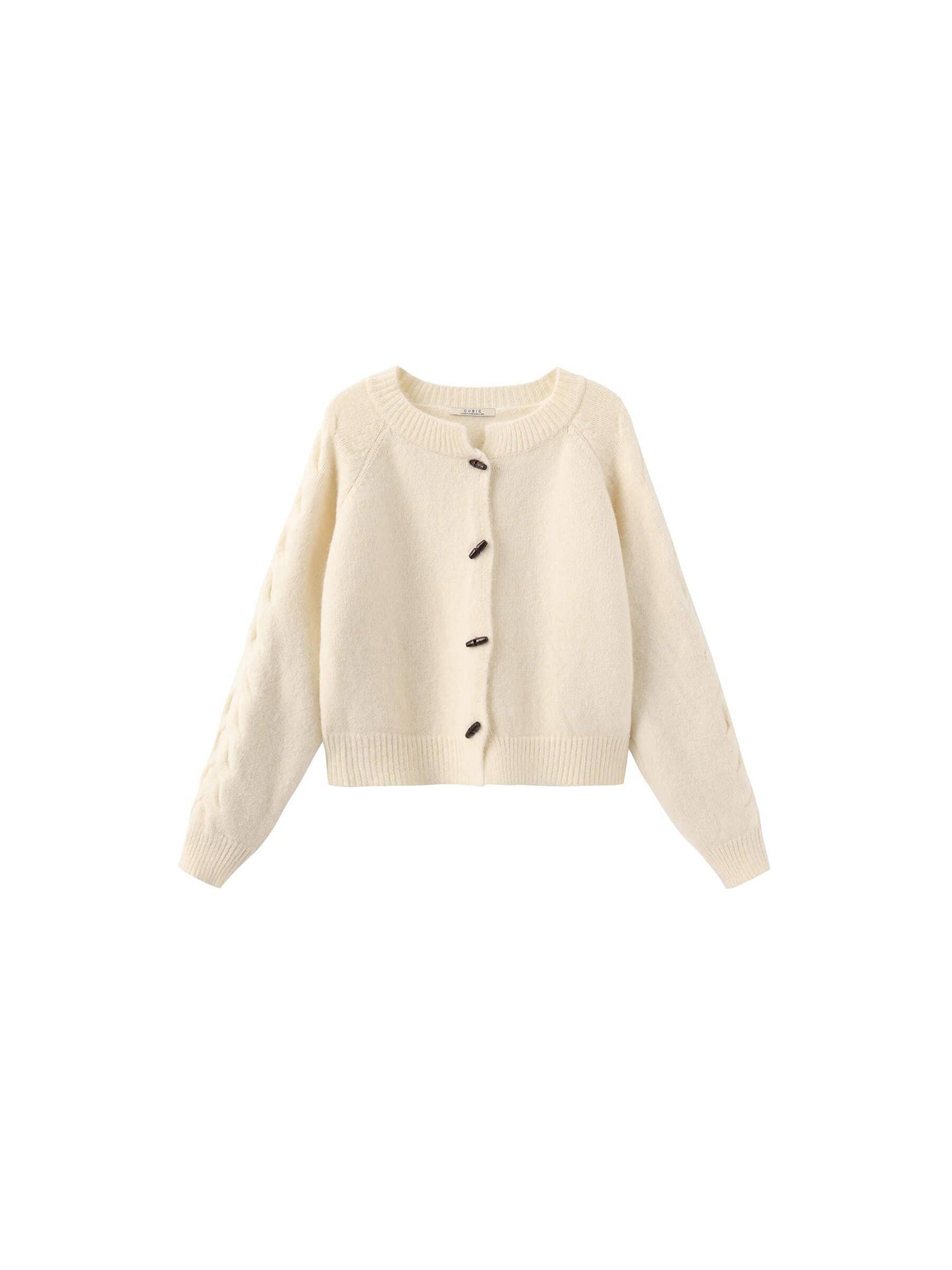 Crew Neck Short Knit Cardigan : DarkRed / UN