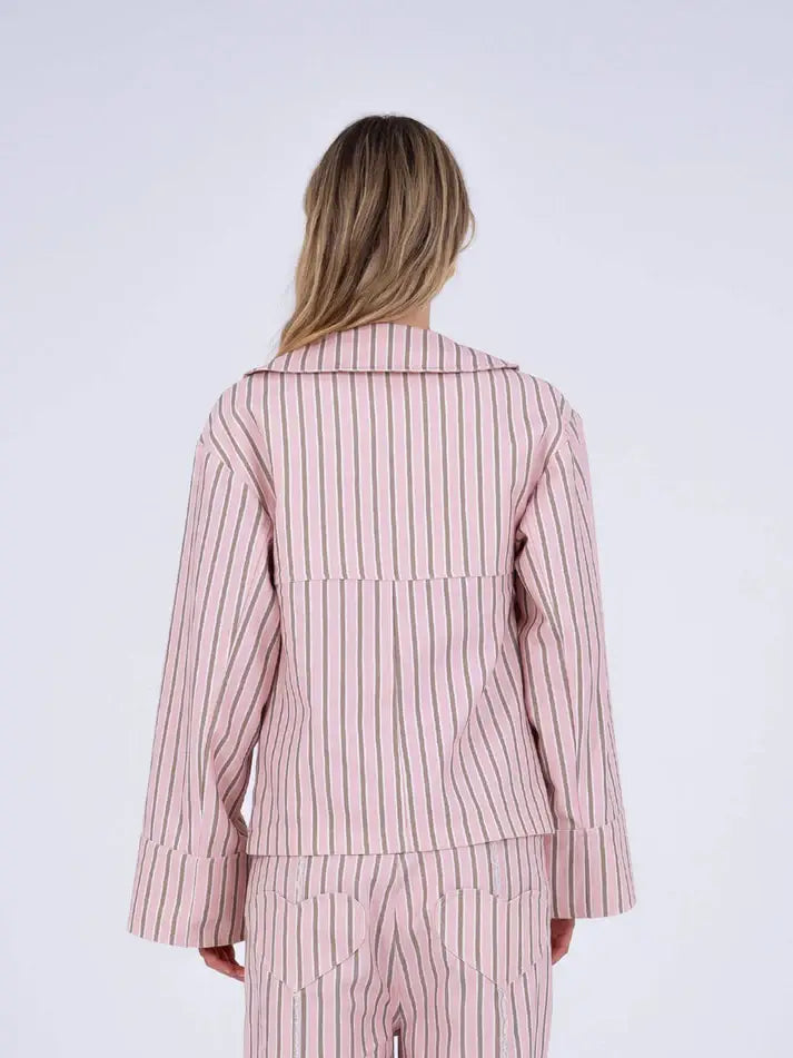 Ethereal Striped Denim Jacket: L