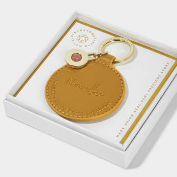 NOVEMBER BIRTHSTONE KEYRING OCHRE/YELLOW QUARTZ