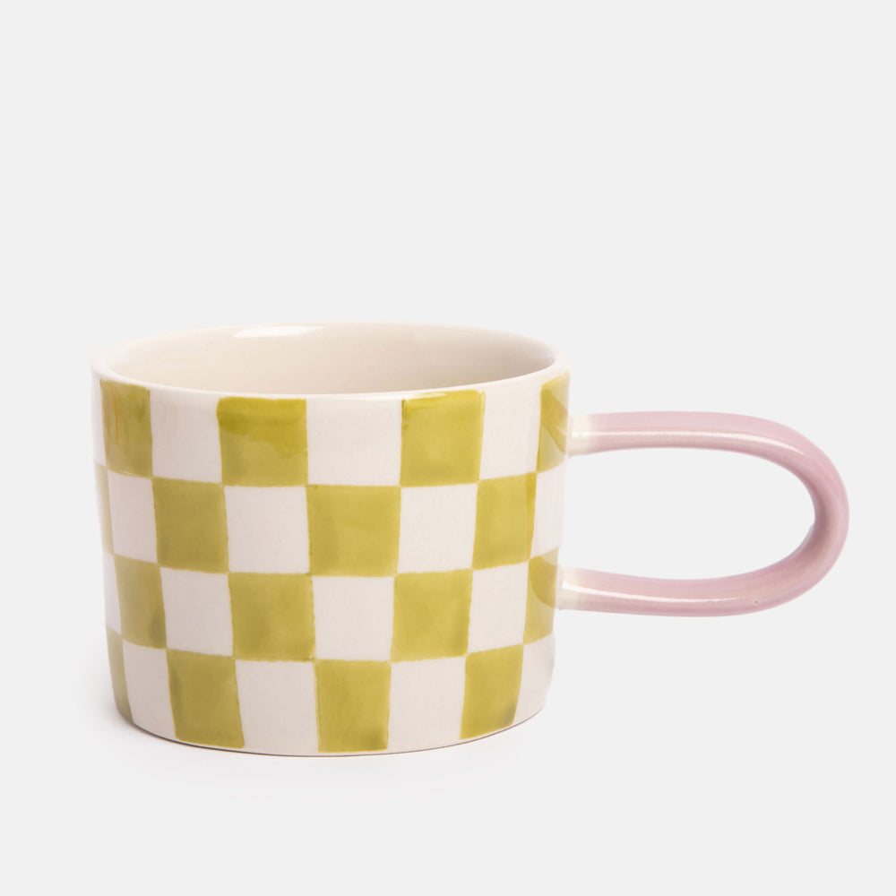 Checkered Lime Green Mug