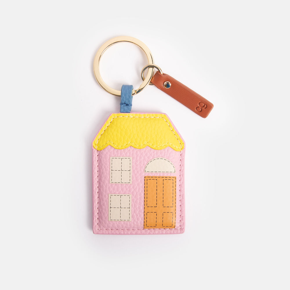 Pink and Yellow House Novelty Keyring