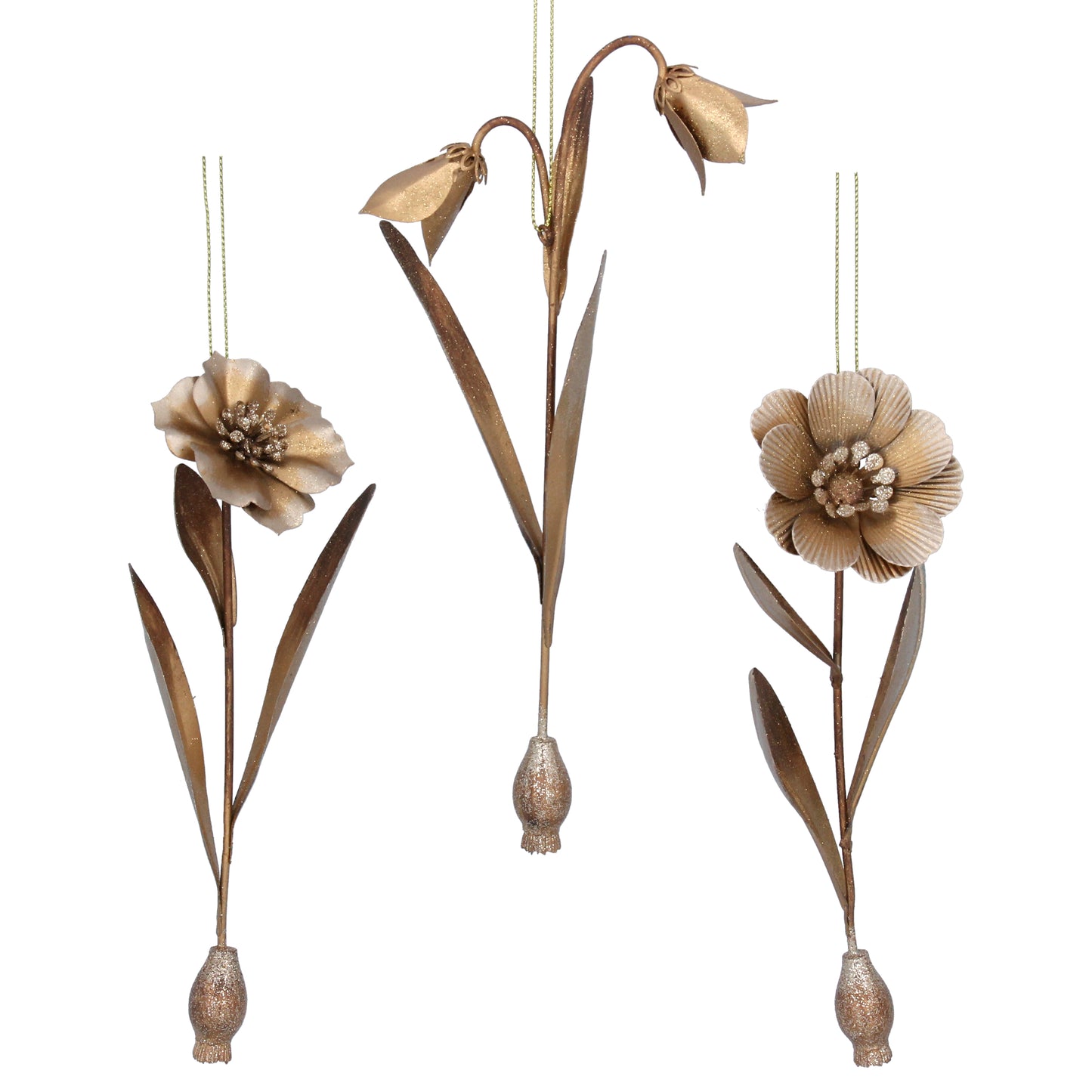 Metal Dec 20cm - Gold Flower/Leaf Drops was £9.99