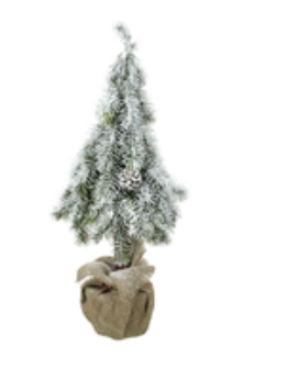 Snow Dusted Pine Tree in Hessian Sack Pot - 65cm